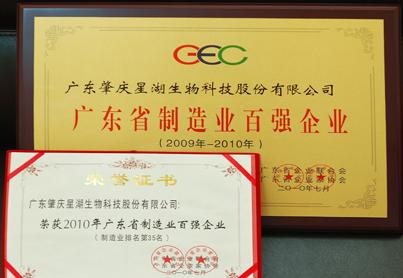 Top 100 manufacturing enterprises in Guangdong Province